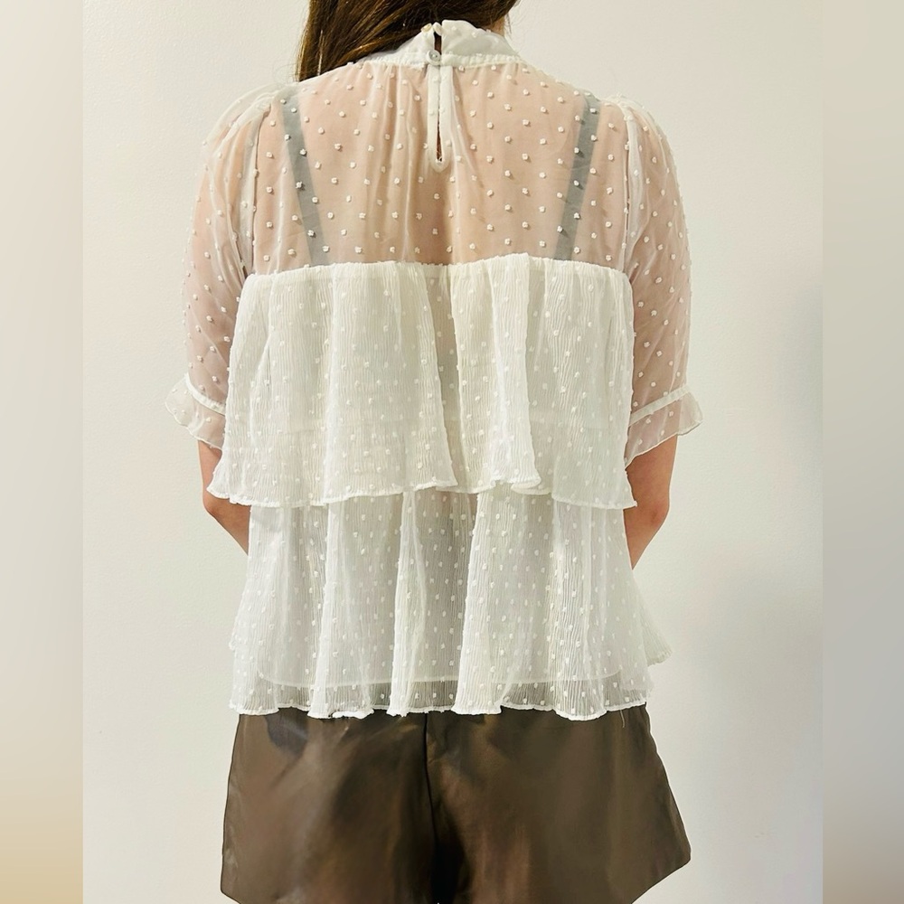 Zara White Ruffled Blouse - Picture 5 of 5